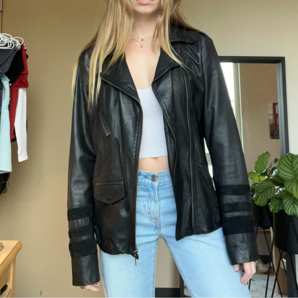 Diesel Black and Gold Edition Genuine Leather jacket.